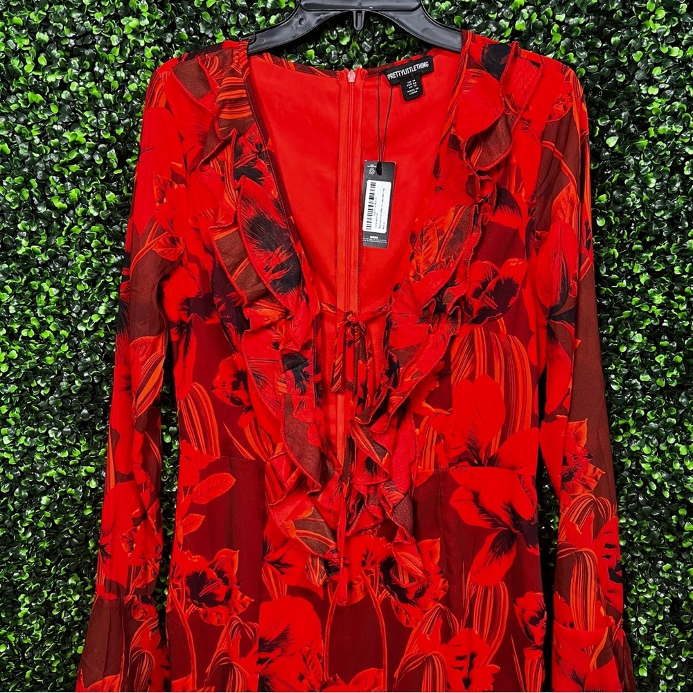 PRETTY LITTLE THING | Floral Chiffon Midi Dress - Picture 5 of 12
